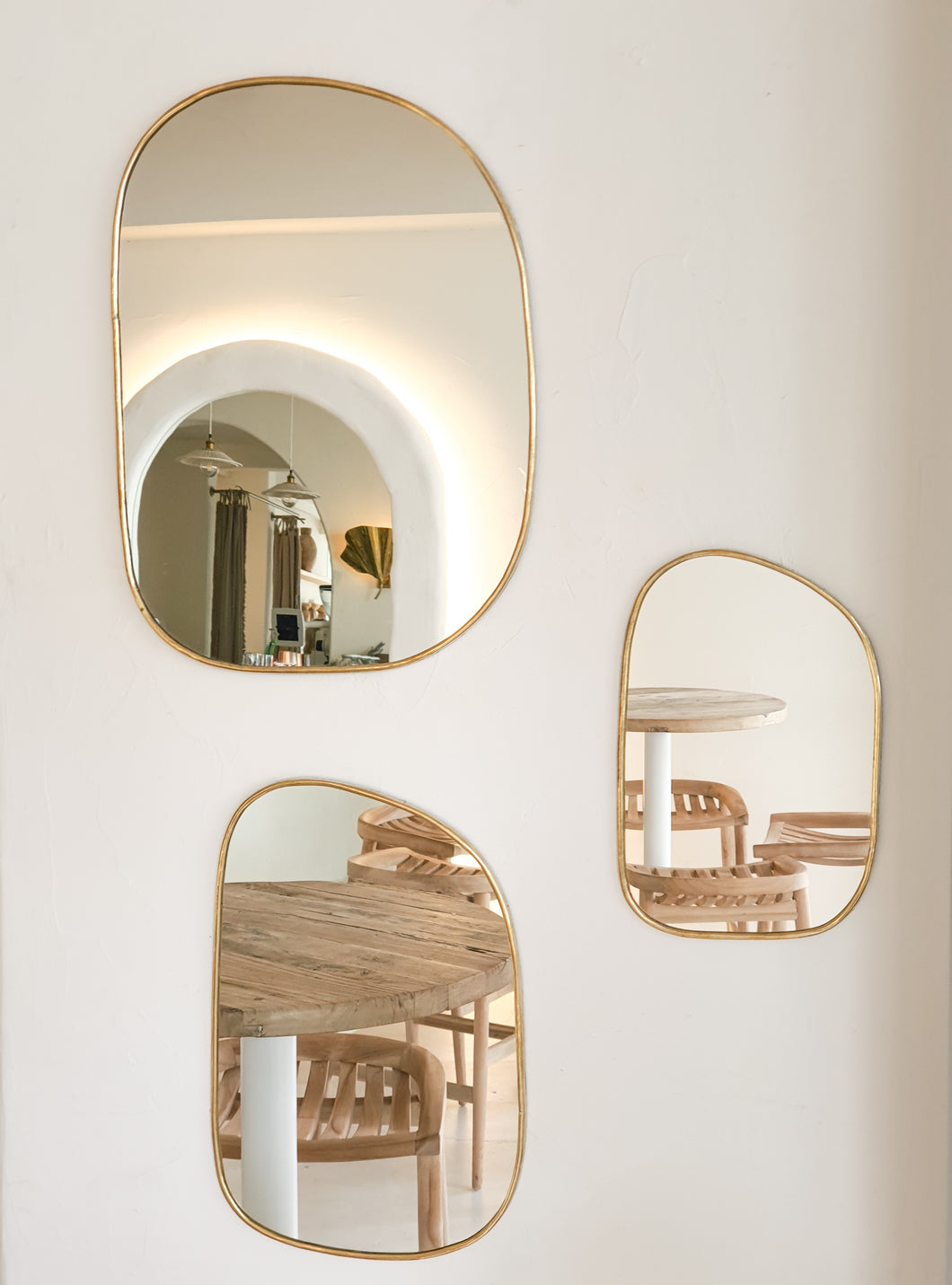 Brass Niche Wall Mirror Set